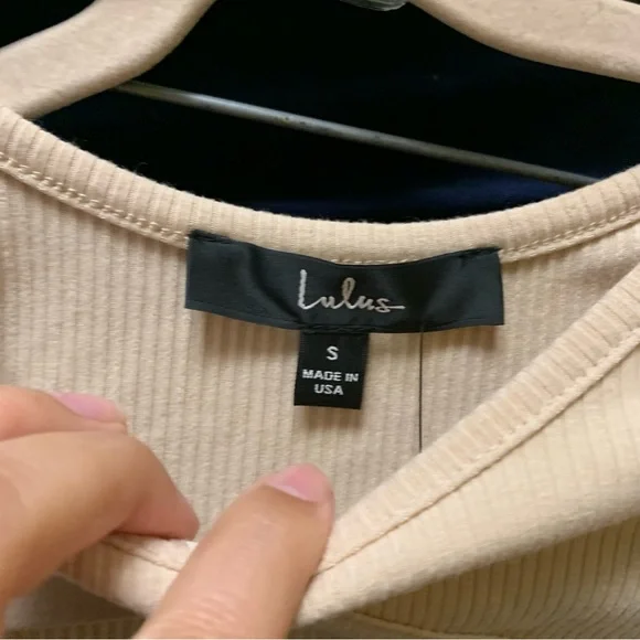 NWT Lulus Slice of Life Beige Ribbed Asymmetrical Cutout Mini Dress Size Small - Picture 5 of 8